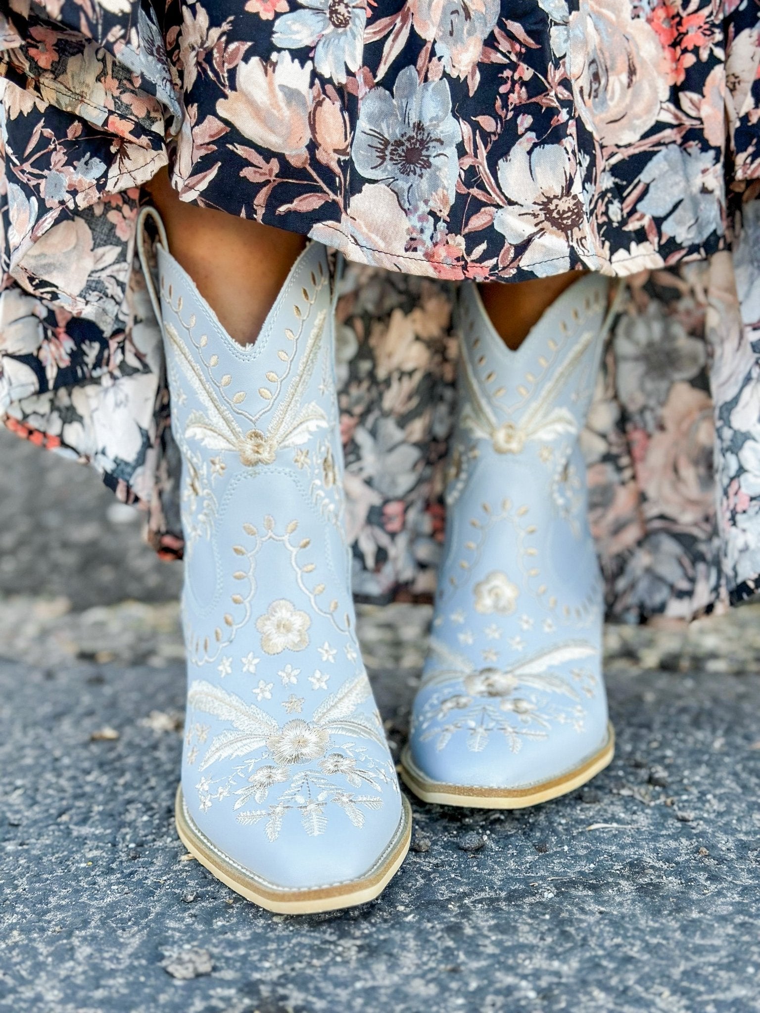 Out West Boot Blue Boho Embroidery Western Boots The Farmhouse