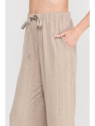 ALLIE ROSE Women's Oat & Honey Knit Wide-Leg Pants
