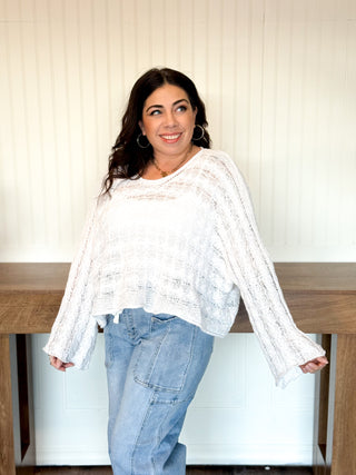 Twist & Turn Cable Knit Top, Ivory