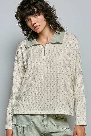 POL Women's Meadow Mist Floral Quarter-Zip