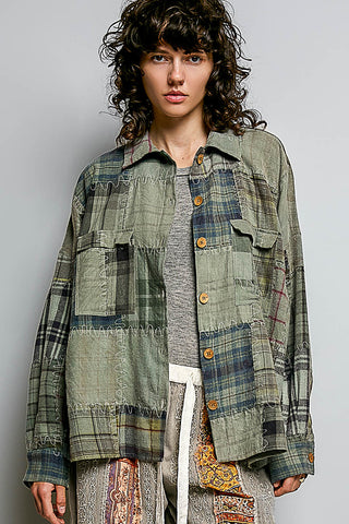 POL Desert Sage Woven Jacket, Olive Multi