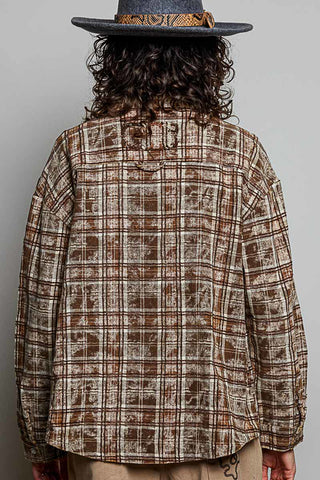 POL Timber Trail Plaid Shirt, Choco, view 2