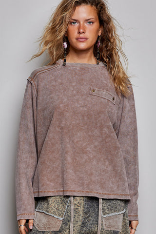 POL Canyon Dusk Vintage Wash Thermal, Choco