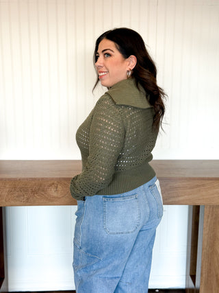 Olive Grove Zip-Up Knit Jacket