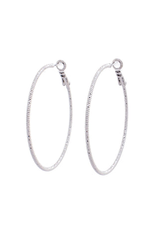 Solstice Lined Hoop Earrings, Silver