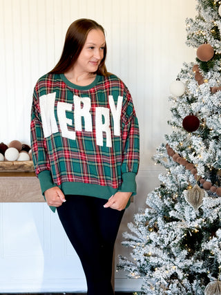Merry & Bright Plaid Sweatshirt