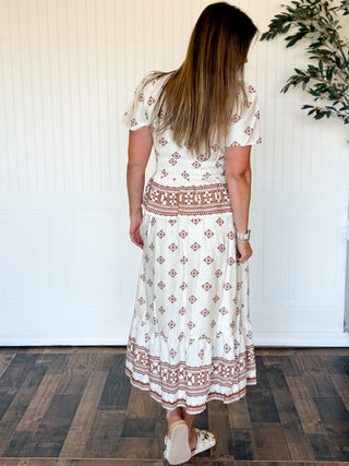 Border Blossom Tie-Waist Top