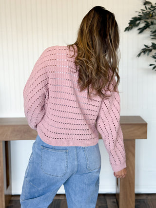 Cloud Cropped Oversized Sweater, Rose