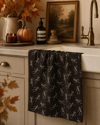 Geometry Bone Jamboree Tea Towel, Brown