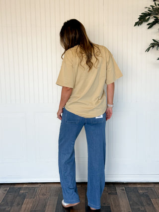 Mineral Wash Oversized Jersey Tee, Classic Beige