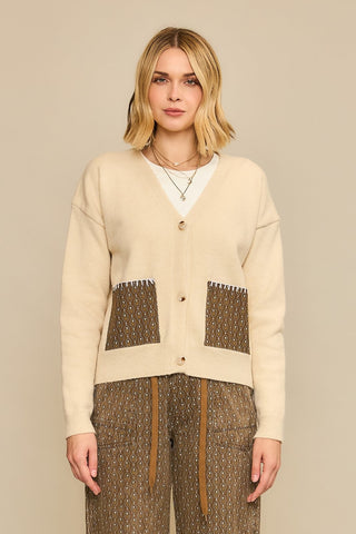 COZY CO Women's Folk Harvest Contrast Cardigan