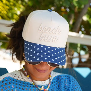 Beach Bum - Navy Polka Dot Hat