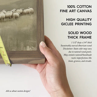 Jesus Flock of Sheep - Jesus Canvas Art - Wood Framed Decor 18x24"