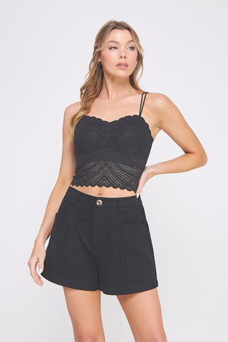 Whisper Lace Scalloped Bralette, Black