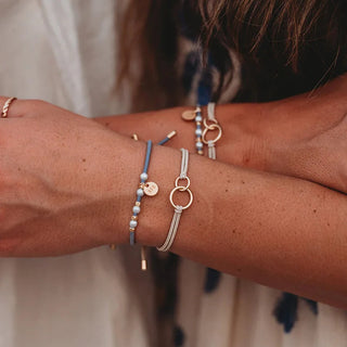 K'LANI "Sisters" Gold & Pearl Shareable Hair Tie Bracelet Set