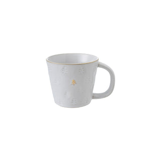 Alternate view of 10 oz debossed tree stoneware mug with gold accents