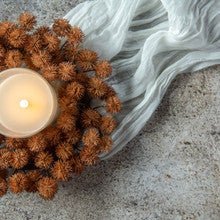 10" RUST MINI CHESTNUT SEED CANDLE RING - 430 Holiday Décor - The Farmhouse