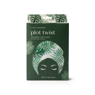 Plot Twist Microfiber Turbo Towel, Green Palm Leaf