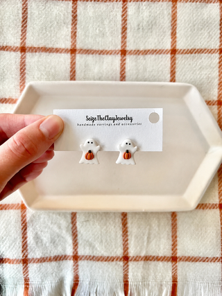 CLAYHOUSE Little Boo Pumpkin Earrings