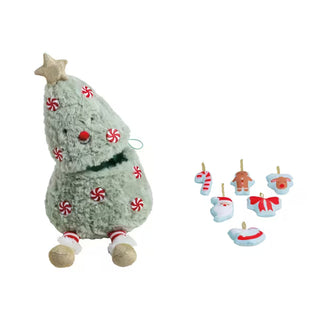 Alternate view of Mud Pie plush Christmas trees on display