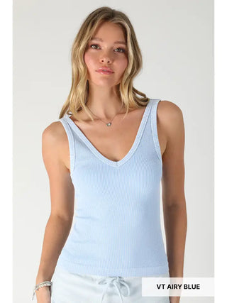 The Twice Styled Rib Tank, Vintage Airy Blue