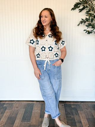 Desert Star Crochet Button Cardigan