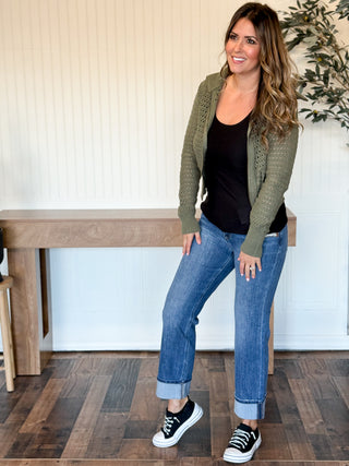 Olive Grove Zip-Up Knit Jacket