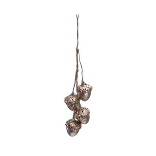 16 " H Hanging Plastic Acorns w / Glitter , Sequins & Jute Rope Hanger - 430 Holiday Décor - The Farmhouse