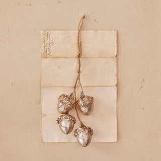16 " H Hanging Plastic Acorns w / Glitter , Sequins & Jute Rope Hanger - 430 Holiday Décor - The Farmhouse