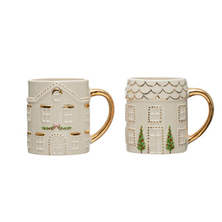 16 oz. Hand - Painted Stoneware House Mug - Garland - The Farmhouse