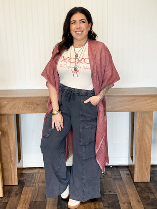 Sunset Trail Woven Tribal Kimono One Size, Mauve