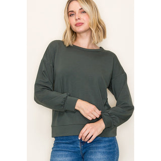 Essential Heavy Terry Crew Top, Green