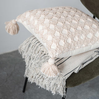 18" Cotton Crocheted Pillow w/ Tassels, Polyester Fill - 420 Home Decor - The Farmhouse
