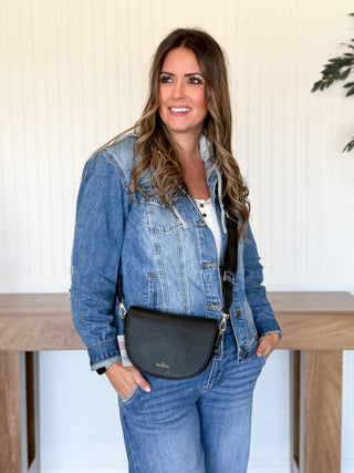 Luna Half-Moon Crossbody, Black