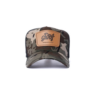 Dad Gang Hat, Leather Patch Black Camo