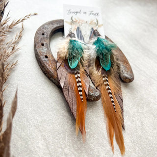 Kalispell Fringe Feather Earrings, Brown