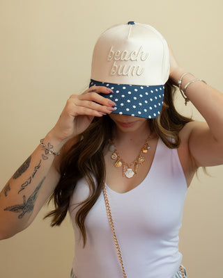 Beach Bum - Navy Polka Dot Hat