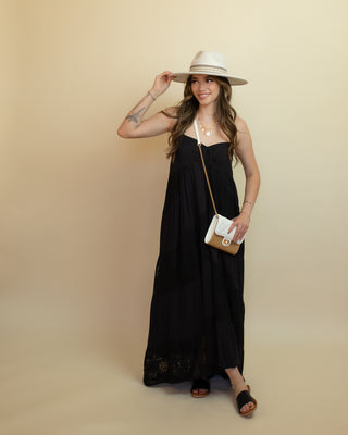 LOVESTITCH Women's Lace Maxi Dress Black