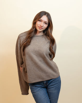 THINGS BETWEEN Women's Cider Season Knit Sweater, Mocha