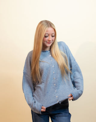 THINGS BETWEEN Women's Dusky Morning Pinstripe Cardigan