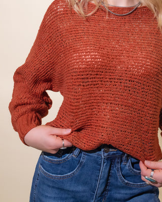 BY TOGETHER Women's Spiced Cider Crochet Sweater