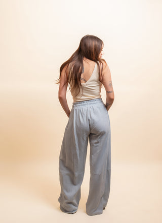 CHARLOTTE AVERY Women's Blue Spruce Stripe Barrel Pants