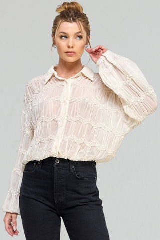Giselle Sheer Chevron Blouse