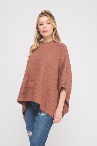 Harbor Cocoa Cable Knit Poncho