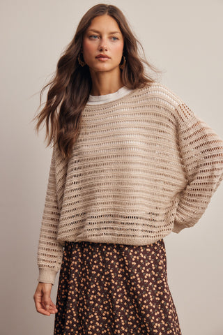 LISTICLE Women's Stone Snowfall Open-Knit Top