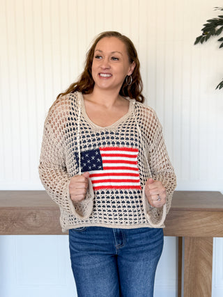 Stars & Stripes Lightweight Hoodie, Beige