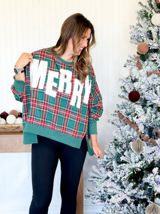 Merry & Bright Plaid Sweatshirt