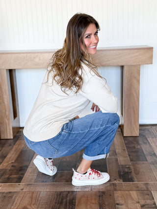 *Pre Order* Very G Aman Slip On Sneaker, Natural Red Hearts