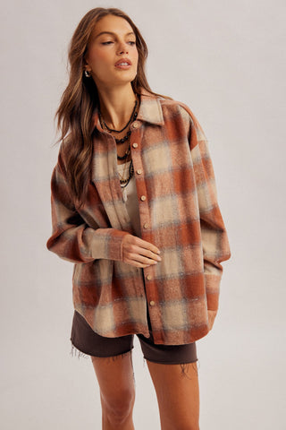 HEM & THREAD Women's Maple Brick Oversized Flannel