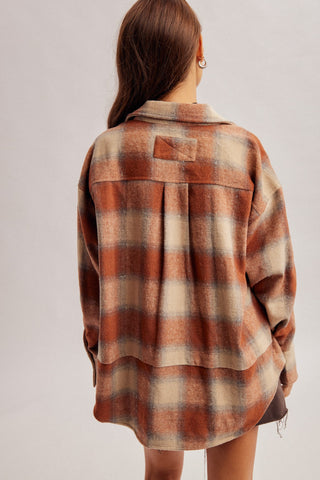HEM & THREAD Women's Maple Brick Oversized Flannel